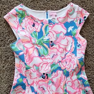 Lilly Pulitzer Briella Flutter Blue Lucky Charm fit and flare mini dress pink M
